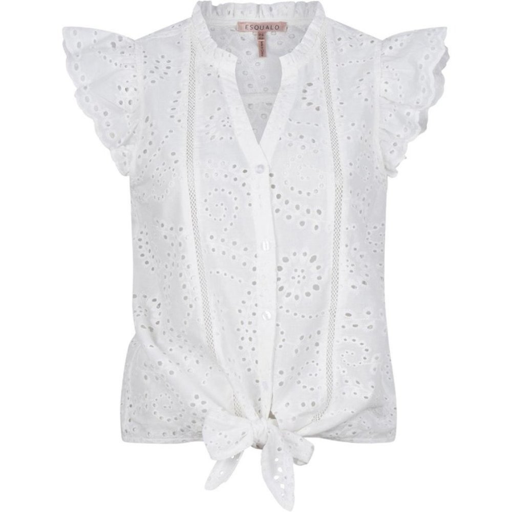 NWT ESQUALO White English Embroidery Schiffli Front Knot Top 100% cotton - Picture 6 of 7